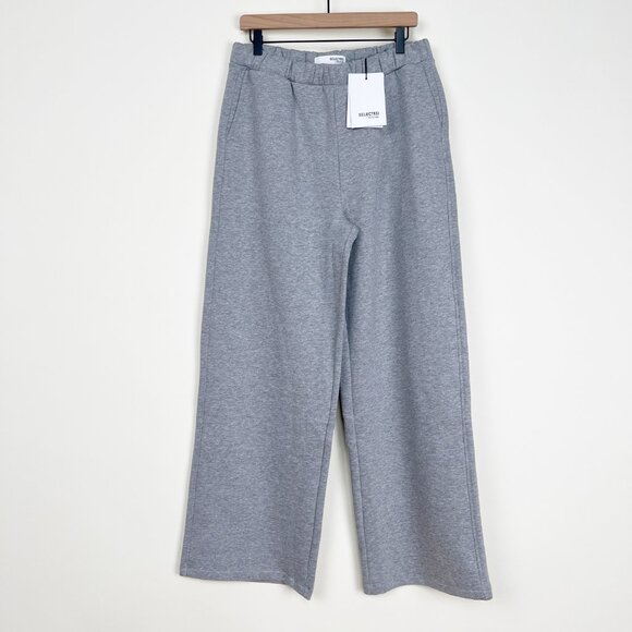 New Selected Femme Wide Leg Sweatpants Fleece Cozy Slouchy Oversized Loose Long - Picture 4 of 14